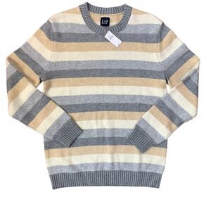 NWT GAP Cashmere Soft Crewneck Sweater Happy Stripe Men's Size S